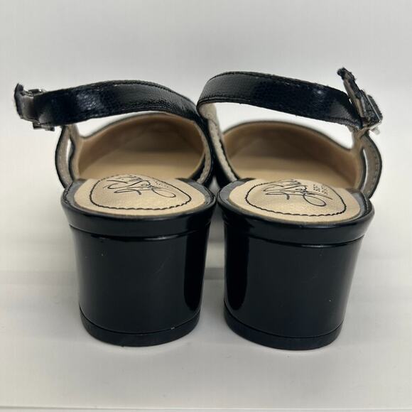 Womens LifeStrides Becoming Slingback‎ pump shoes Black Sz 8W Strap Wedge Party - Picture 5 of 9